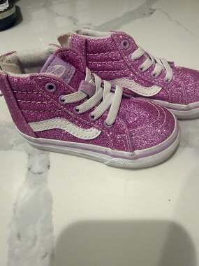 Vans Toddler Sk8-Hi Zip Pink Glitter High Top Sneakers